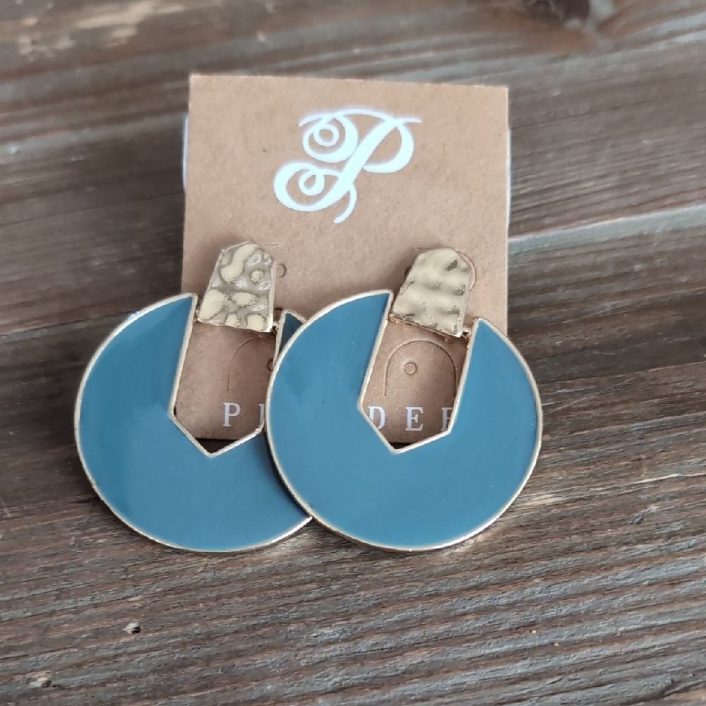 Blue and Gold Statement Earrings
